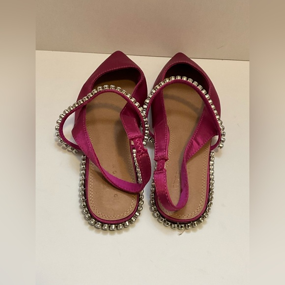 ASOS design Lizzie embellished slingback ballet flats in pink satin 9 - Picture 5 of 10